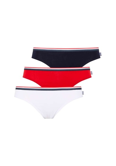 U.S. Polo Assn. Kadın Beyaz - Lacivert - Kırmızı 3 Lü Slip 66271 Kırmızı