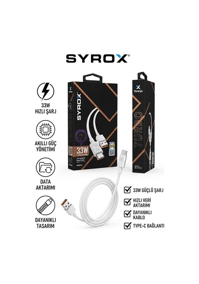 M33tk 33w Turbo Hızlı Şarj Ve Data Kablosu, Akıllı Güç Yönetimi, Usb-a To Type-c - Beyaz