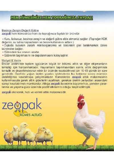 Zeopak Zeolit Hayvan Altlığı-100 Kg