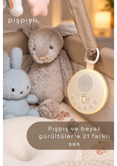 Breez Pro Ağlama Sensörlü Pışpışlı Beyaz Gürültü Cihazı 21 Sesli Anne Ses Kayıtlı Radyasyon Içermeyen Uyku Arkadaşı