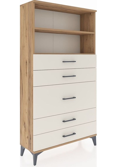 Arges Dolap 2 Raflı 5 Çekmeceli 88x30x163 Çam-aytaşı Çam