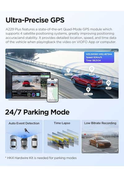 Viofo A229 Plus 2 Kameralı Ön+arka 2k+2k Hdr Sony Starvis 2 Sensö