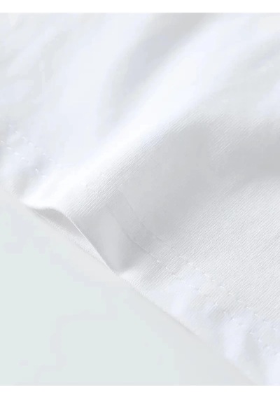 Defymoda Baskılı Oversize Bisiklet Yaka T-shirt - Beyaz