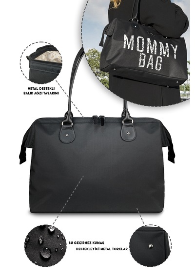 Stylo Mommy Bag Usa Anne Bebek Bakım Ve Kadın Çantası Sıyah Siyah