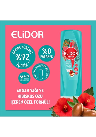 Elidor Saç Bakım Kremi Doğanın Enerjisi Argan Yağı & Hibiskus Özü 350 Ml