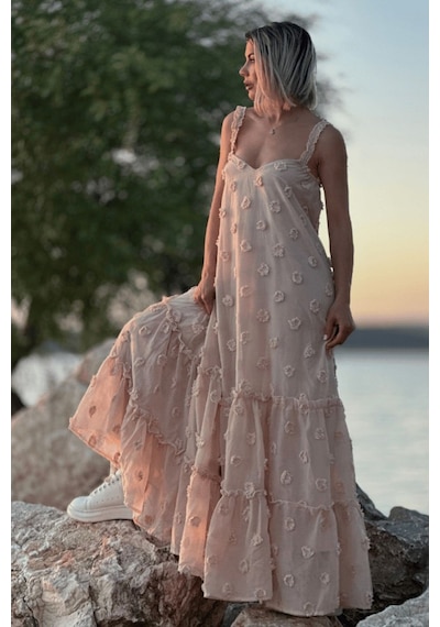 Fashion Cocktail Fırfır Askılı Kumaş Çiçekli Astarlı Maxi Yazlık Bohem Sahil Tatil Elbise Camel Camel Fashion Cocktail Fırfır Askılı Kumaş Çiçekli Astarlı Maxi Yazlık Bohem Sahil Tatil Elbise Camel Camel