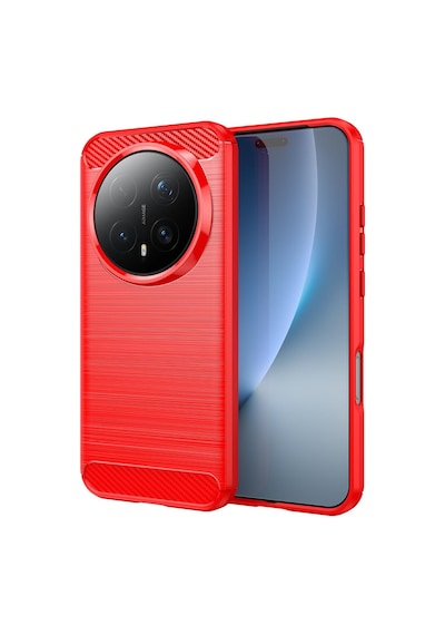 Caseonn Honor Magic 8 Pro Kılıf Karbon Fiber Desenli Koruyucu Arka Kapak Kırmızı