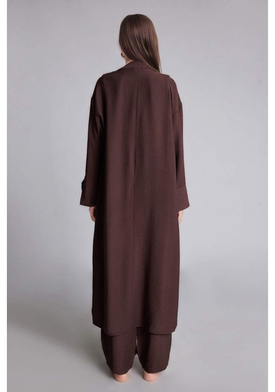 Defacto Regular Fıt Düşük Omuzlu Uzun Kollu Kahverengi Kimono I0703ax26hsbn340 Kahve-bn340