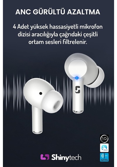 Tr St70 Aktif Gürültü Engelleyici Anc Kablosuz Bluetooth Kulaklık Beyaz Genel