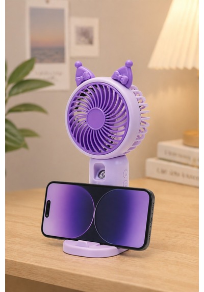 Buhar Üflemeli 3 Modlu Şarjlı El Fanı Seyahat Masaüstü Vantilatör Taşınabilir Mini Fan Mor F830