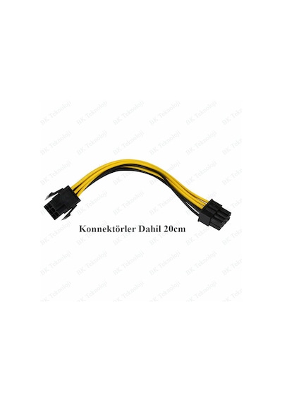 Pcie 6 Pin Dişi - 8 Pin Erkek Ekran Kartı Güç Adaptörü Kablosu
