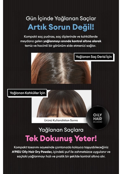 Yağ Kontrolü Sağlayan Kompakt Saç Pudrası A'pıeu Oily Hair Dry Powder