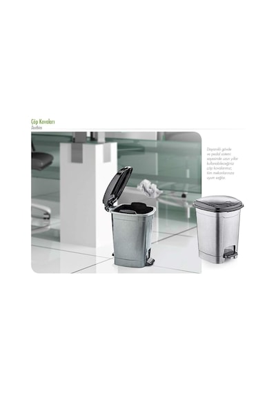 Polytime Pedallı Basmalı 6 Litre Çöp Kutusu Kovası - Çıkarılabilir İç Kovalı - Krem - 28 X 22 X 22 Cm