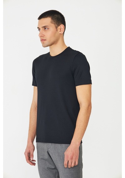 Siyah Bisiklet Yaka Basic T-shirt Siyah