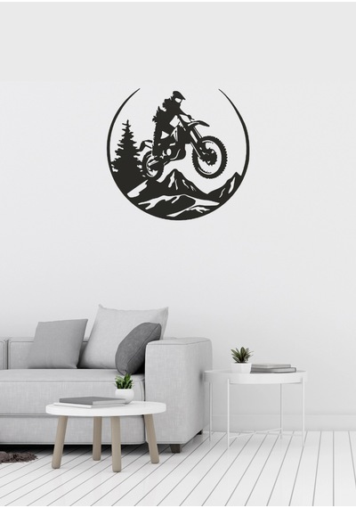 Enduro Dağ Motosiklet Figürlü Metal Duvar Tablosu