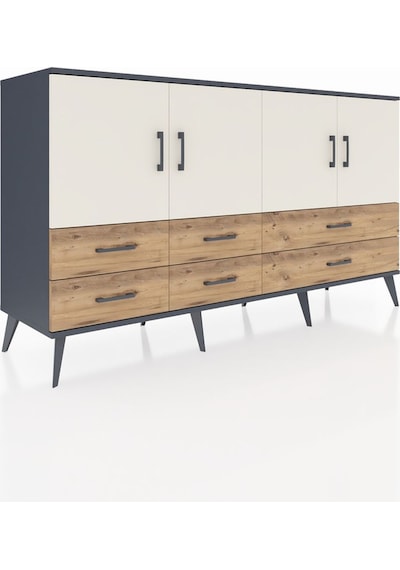 Hyperion Konsol 6 Raflı 6 Çekmeceli 4 Kapaklı 176x44x99 Antrasit- Antrasit-aytaşı/çam Hyperion Konsol 6 Raflı 6 Çekmeceli 4 Kapaklı 176x44x99 Antrasit- Antrasit-aytaşı/çam