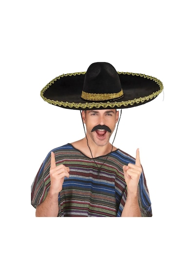 Sombrero Meksika Şapkası Mariachi Altın Şeritli Yetişkin Boy Açık Mavi