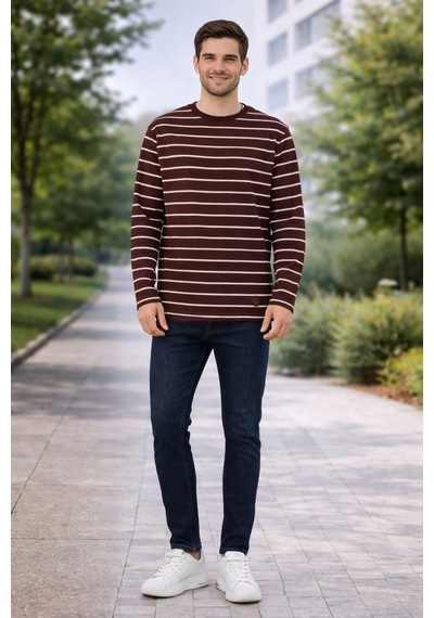 Alexander Gardi Alexandergardı Çizgili Sweatshirt E22-73201 Bordo
