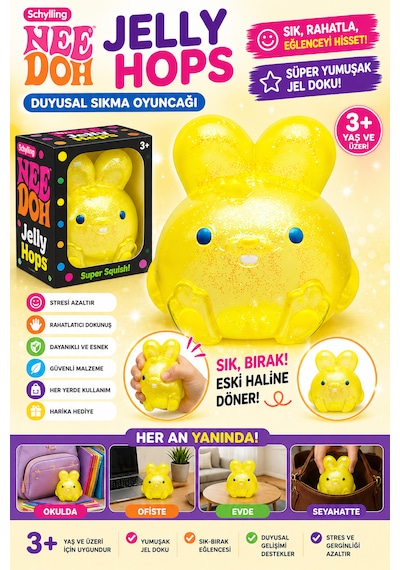 Schylling Needoh Jelly Hops Sıkılabilir Squishy Oyuncak Sarı