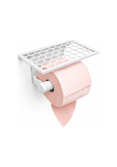 Modern Altıgen Raflı Tuvalet Kağıdı Askılığı Üst Raflı Wc Kağıtlık Sert Plastik Dayanıklı Çok Renkli