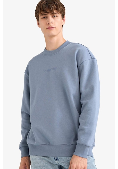 Defacto Boxy Fit Bisiklet Yaka Baskılı Sweatshirt X8282az25augr171 Gri