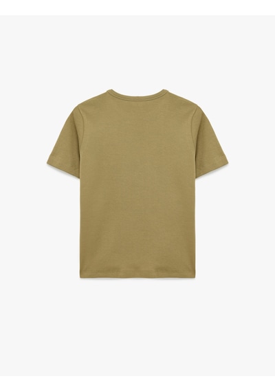 Koton Slim Fit Pamuklu Kısa Kollu Bisiklet Yaka Basic Tişört Ada Çayı 6sak50076ek Yeşil