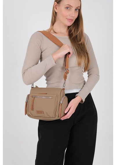 Silver Polo Sp1229 Kadın Çapraz Çanta Saten Vizon-taba
