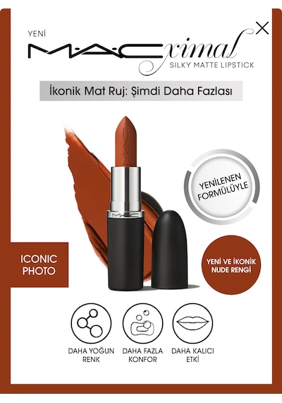 Mac M A Cximal Silky Matte Lipstick Nemlendirme Etkili Yoğun Renk Sağlayan Ruj - Iconic Photo Iconic Photo 685