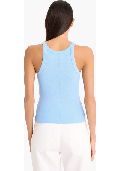 Defacto Slim Fit Dar Kesim Halter Yaka Fitilli Kaşkorse Atlet E2176ax25spbe303 Mavi