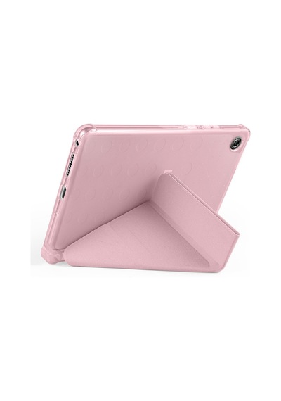 Lenovo Tab One 8.7 2025 Tb-305fu Uyumlu Kalem Bölmeli Dönebilen Üçgen Standlı Tri Folding Tablet Kılıfı - Rose Gold - T41659