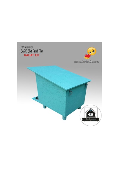 Kedigram Kedi Kulübesi Basic Blue Pearl Plus Kedi Evi Yağlı Boyalı