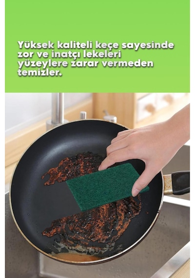 Grimorlife 9 Adet Ovucu Bulaşık Keçesi Bulaşık Süngeri Dayanıklı Yağ Ve Kir Sökücü Mutfak Sünger Keçe Seti