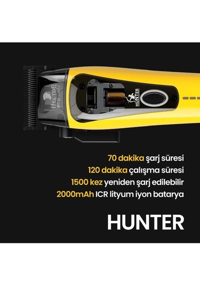 Hector Hunter Profesyonel Saç Tıraş Makinesi Sarı Siyah 3 Saat