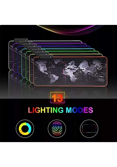 Büyük Oyuncu Rgb Mousepad &amp Amp Klavye Pad World Map Desenli Işıklı 80x30cm Pad
