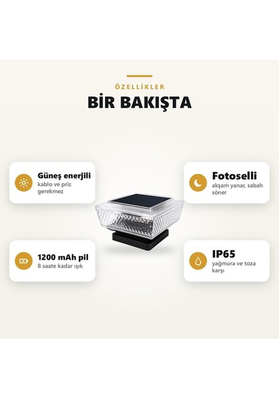 Solar Kolon Başı Ve Duvar Üstü Lambası, Şeffaf, 2 Adet, Gt-sl51