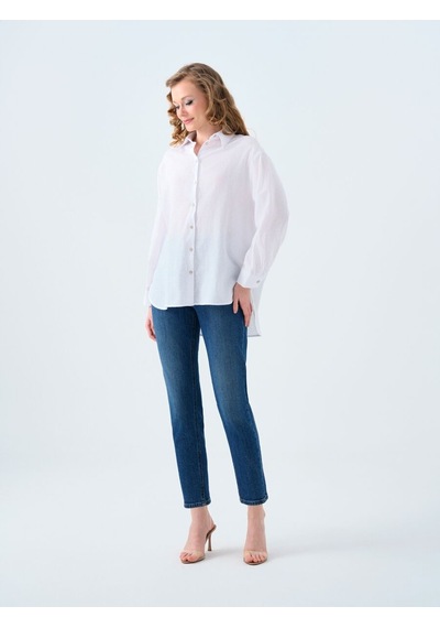 LOFT Loose Fit Kadın Gömlek U.kol Lf2038437 Q1.v1 Beyaz