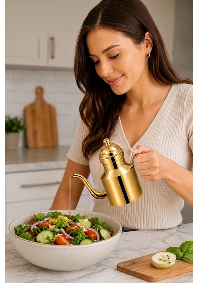 Komple 304 Çelik Gold 500 Ml Yağdanlık Sosluk Ve Sirkelik Mt271sr Çok Renkli