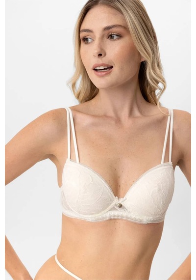 Pierre Cardin Dantelli Soft Push Up Sütyen Takım Sütlü Kahve Sütlü Kahverengi