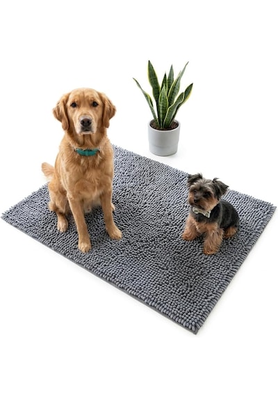 Süper Emici Mikrofiber Köpek Kapı Paspası, Yıkanabilir Şönil Evcil Hayvan Halısı, Hızlı Kuruyan Giriş Paspası, Makinede Yıkanabilir, 60x40 Cm