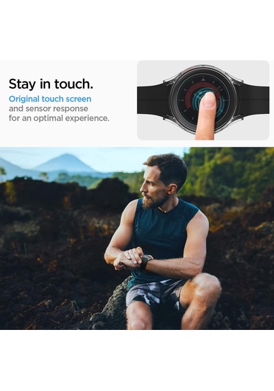 Galaxy Watch 5 Pro 45mm İle Uyumlu Ekran Koruyuculu Kılıf Thin Fit + Glas.tr Slim Hd Crystal Clear - Acs05400 Çok Renkli