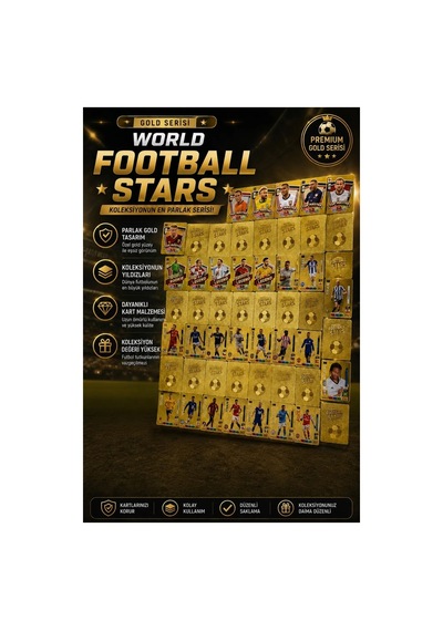 Cantex Tech Futbolcu Oyun Karti 55 Adet Gold Series Pocket Esnek Kırılmaz Parlak Kart