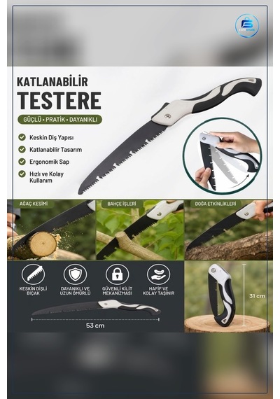 Katlanabilir El Testeresi Keskin Dişli Bahçe Budama Kamp Ve Ahşap
