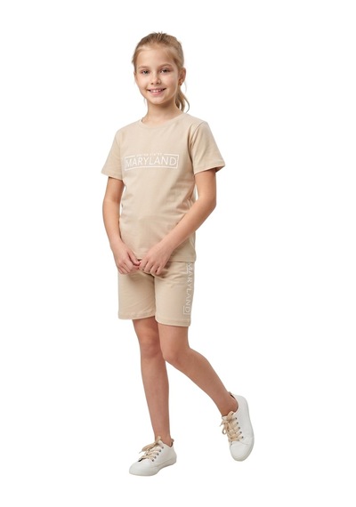 New Kids Çocuk Kız Takım Bej Kaprili Maryland Baskılı Rahat Kumaş .-91213