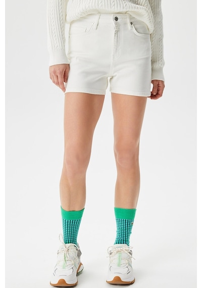 Lacoste Women's Straight Fit Denim White Jean Shorts Kadın Düz Kesim Kot Şort Beyaz