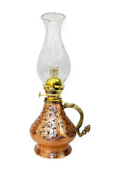 İşlemeli Bakır Gaz Lambası Büyük Boy, G10085