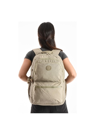 Baginn Unisex Kadın Sırt Çantası Gümlük Kullanıma Uygun Büyük Boy Seyahat Çantası 43 30 Cm Okul Çantası Bej