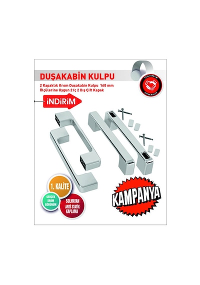 Lüks Kare Krom D Kulp Duşa Kabin Kulbu Krom Duş Kulp 4 Adet Dörtlü Set Lüx Krom
