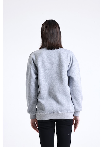 Kadın Gri Oversize Sweatshirt Seattle Gri Melanj