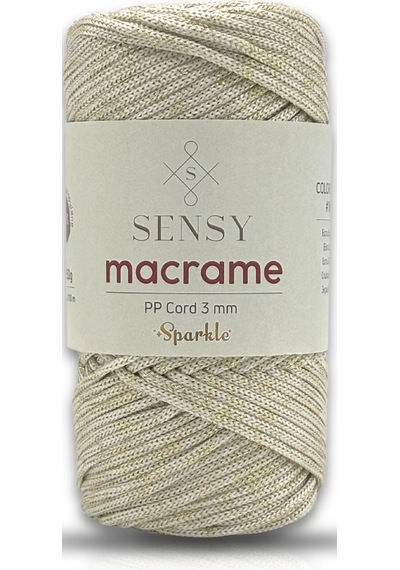 Sensy 3 Mm Simli Polyester Makrome İpi Ekru 250 Gr Supla İp Ve Çanta İpi Polyester İp