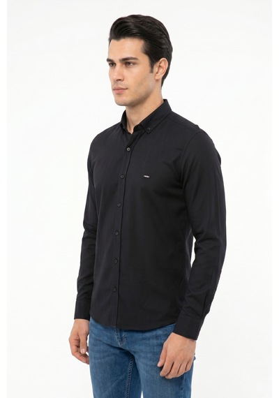 Artı Erkek Spor Slim Fit Uzun Kol Likralı Gömlek Bgl-st05465 Siyah